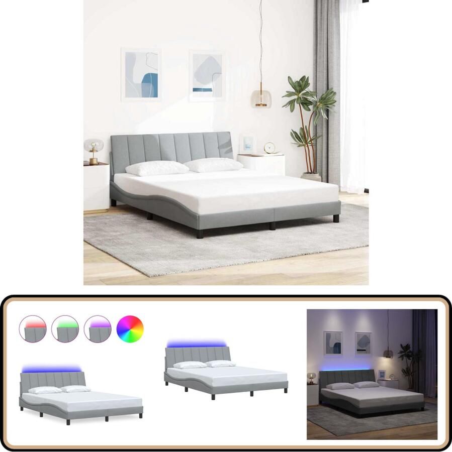 VidaXL Bedframe zonder matras stof lichtgrijs 160x200 cm
