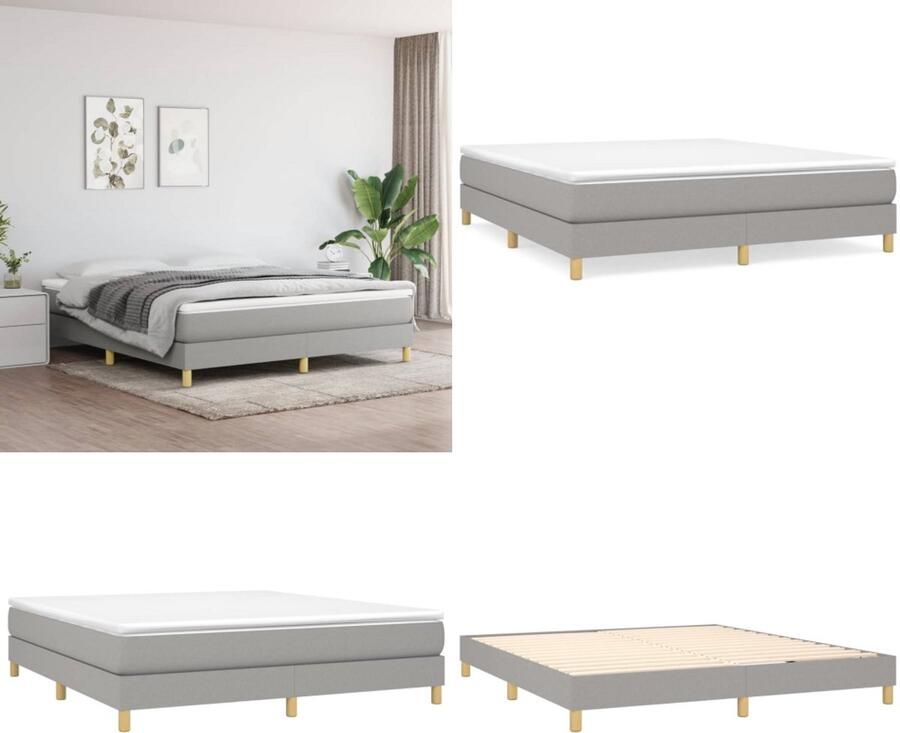 VidaXL Boxspringframe stof lichtgrijs 180x200 cm Boxspringframe Boxspringframes Bed Ledikant