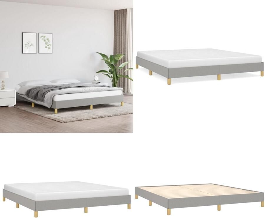 VidaXL Bedframe zonder matras stof lichtgrijs 180x200 cm Bedframe Bed Slaapmeubel