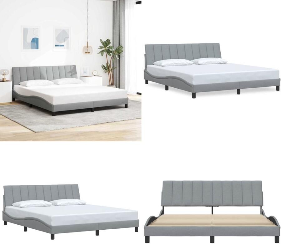 VidaXL Bedframe zonder matras stof lichtgrijs 180x200 cm Bedframe Bedframes Bed Bedbodem