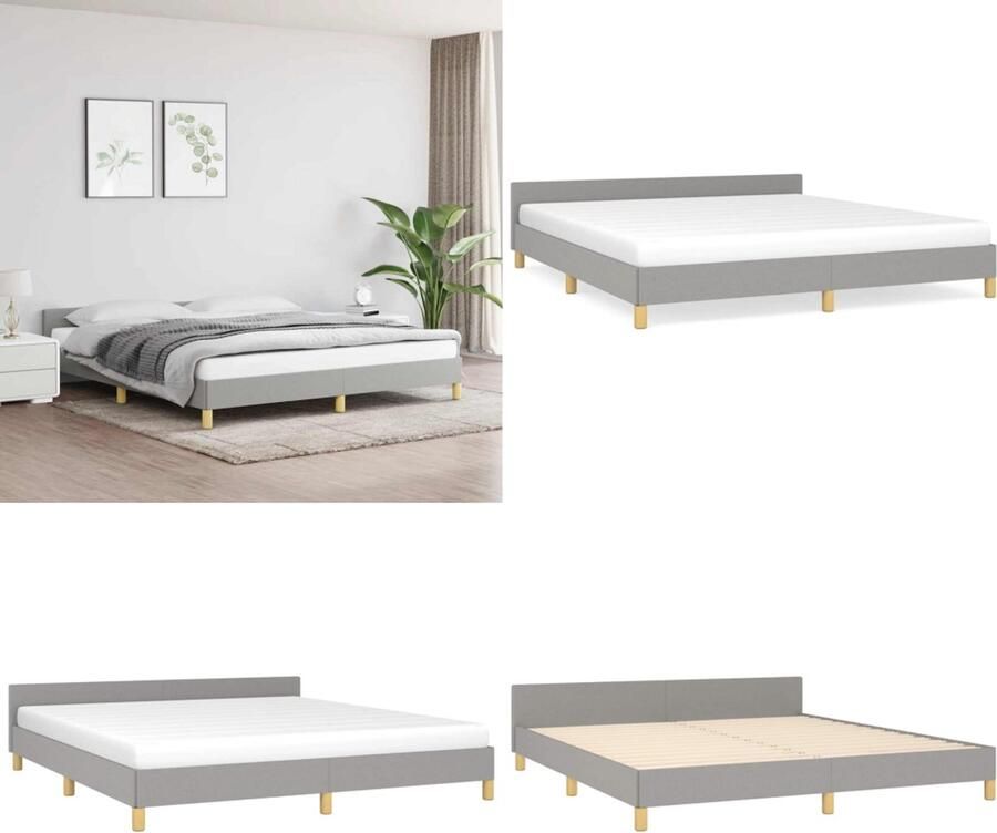 VidaXL Bedframe zonder matras stof lichtgrijs 180x200 cm Bedframe Met Hoofdeinde Bedframes Met Hoofdeindes Bed Slaapmeubel