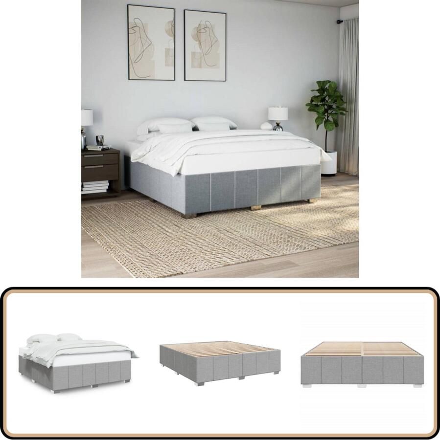 VidaXL Bedframe zonder matras stof lichtgrijs 180x200 cm