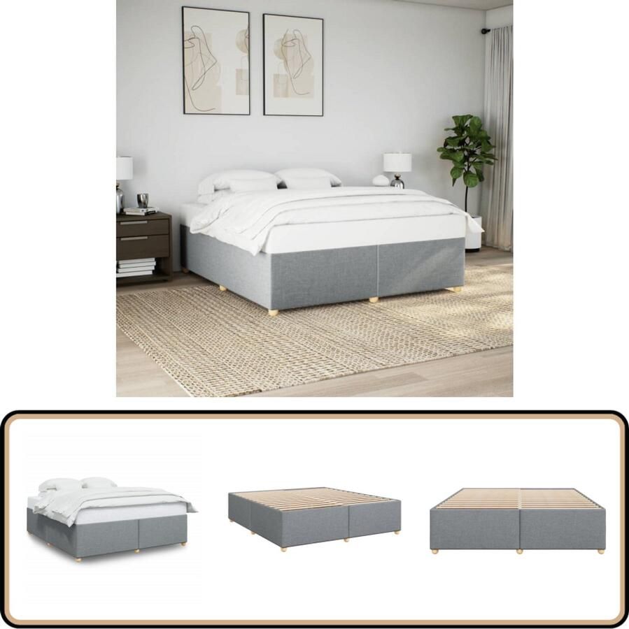 VidaXL Bedframe zonder matras stof lichtgrijs 180x200 cm