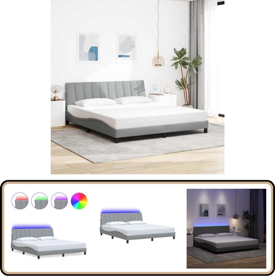 VidaXL Bedframe zonder matras stof lichtgrijs 180x200 cm