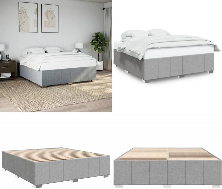 VidaXL Bedframe zonder matras stof lichtgrijs 200x200 cm Bedframe Bed Bedbodem