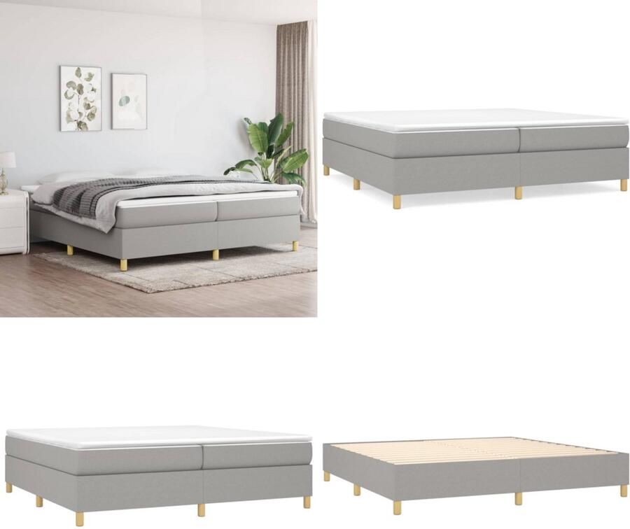 VidaXL Boxspringframe stof lichtgrijs 200x200 cm Boxspringframe Boxspringframes Bed Ledikant