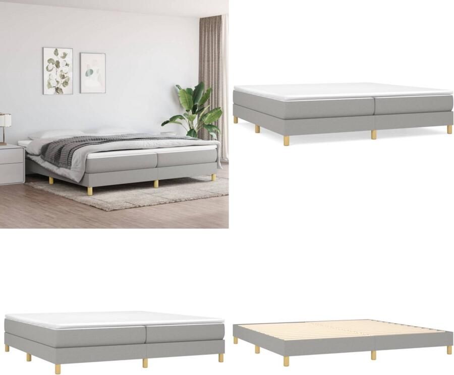 VidaXL Bedframe zonder matras stof lichtgrijs 200x200 cm Bedframe Bed Slaapmeubel