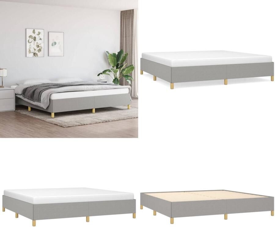 VidaXL Bedframe zonder matras stof lichtgrijs 200x200 cm Bedframe Bed Slaapmeubel