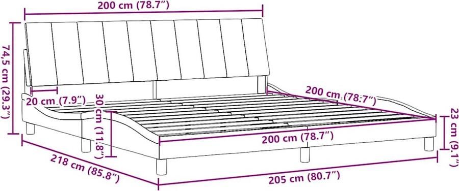 VidaXL Bedframe zonder matras Hanko stof lichtgrijs 200x200 cm - Foto 2