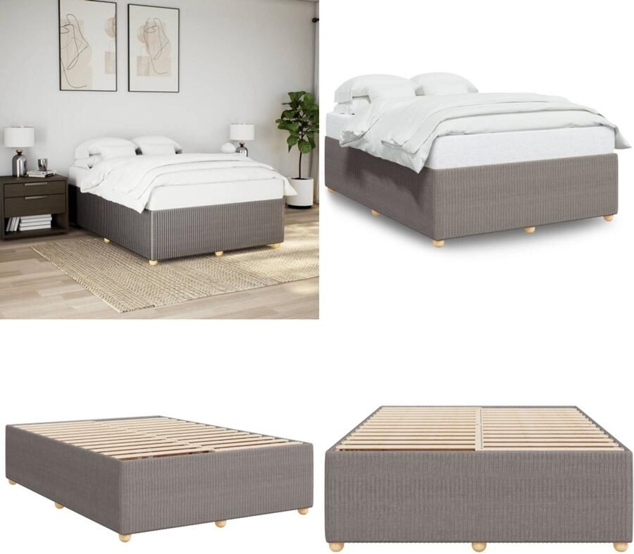 VidaXL Bedframe zonder matras stof taupe 140x190 cm Bedframe Bed Bedbodem