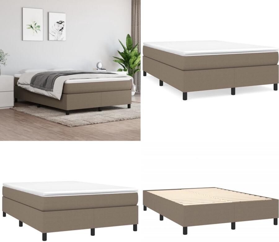 VidaXL Boxspringframe stof taupe 140x190 cm Boxspringframe Boxspringframes Bed Ledikant