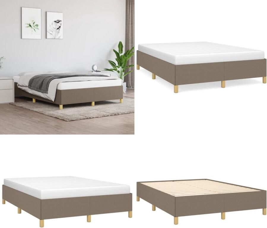 VidaXL Bedframe zonder matras stof taupe 140x190 cm Bedframe Bed Slaapmeubel