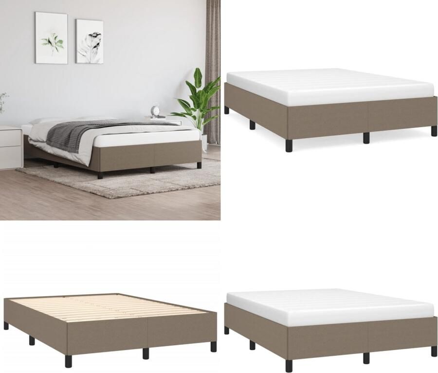 VidaXL Bedframe zonder matras stof taupe 140x190 cm Bedframe Bed Slaapmeubel