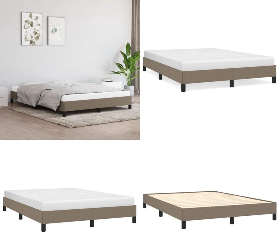 VidaXL Bedframe zonder matras stof taupe 140x200 cm Bedframe Bed Slaapmeubel