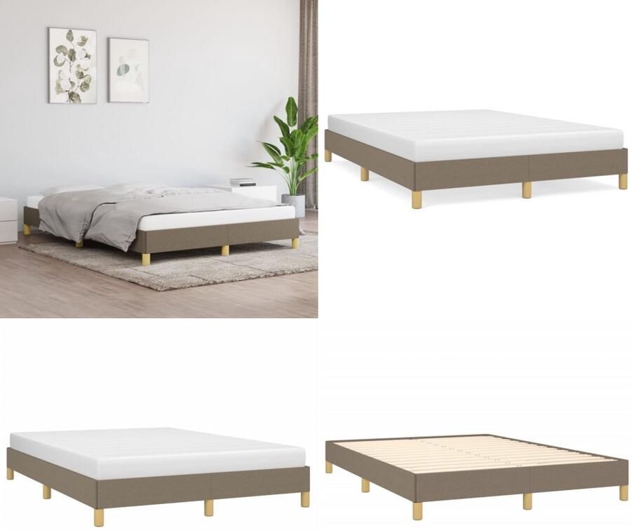 VidaXL Bedframe zonder matras stof taupe 140x200 cm Bedframe Bed Slaapmeubel
