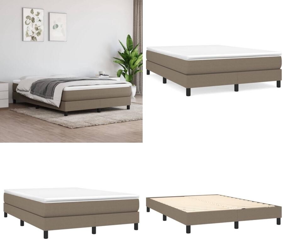 VidaXL Bedframe zonder matras stof taupe 140x200 cm Bedframe Bed Slaapmeubel