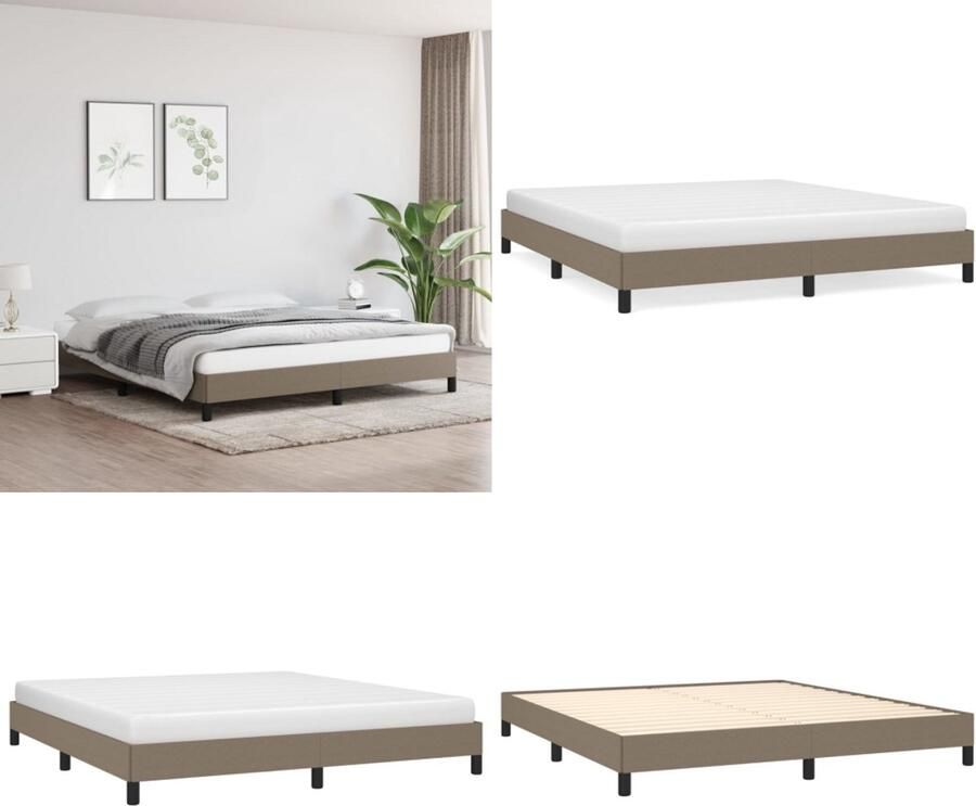 VidaXL Bedframe zonder matras stof taupe 160x200 cm - Foto 3