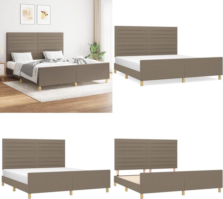 VidaXL Bedframe zonder matras stof taupe 160x200 cm Bedframe Met Hoofdeinde Bedframes Met Hoofdeindes Bed Slaapmeubel