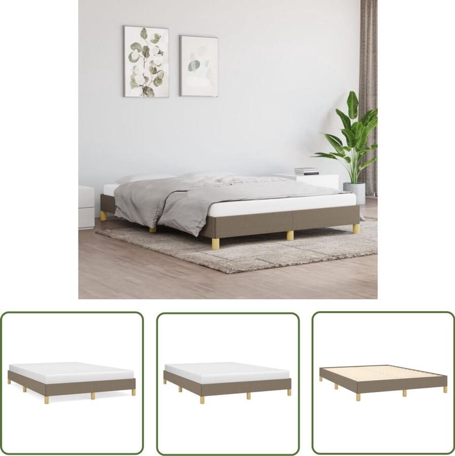 VidaXL Bedframe zonder matras stof taupe 160x200 cm - Foto 3