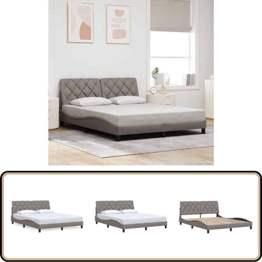 VidaXL Bedframe zonder matras stof taupe 160x200 cm