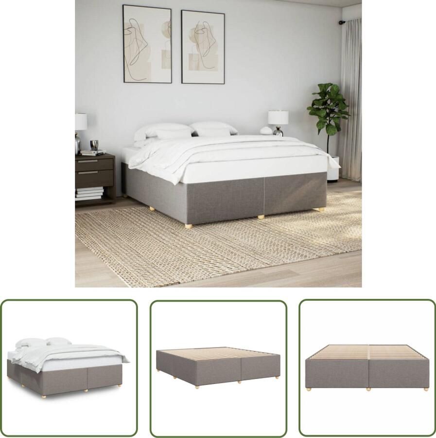 VidaXL Bedframe zonder matras stof taupe 180x200 cm Bed Frame Boxspring Tweepersoonsbed Slaapcomfort Houten Bed