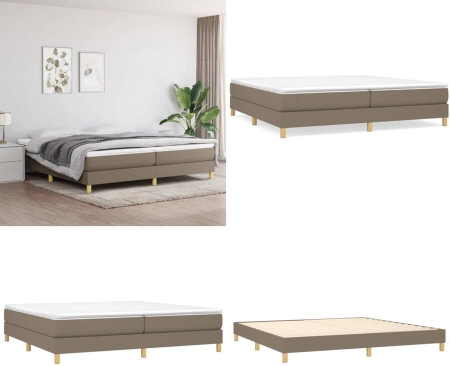 VidaXL Boxspringframe stof taupe 200x200 cm Boxspringframe Boxspringframes Bed Ledikant