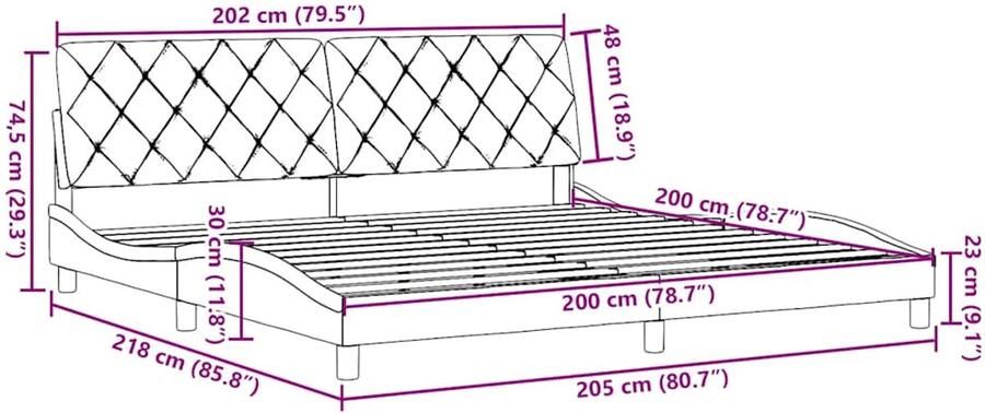 VidaXL Bedframe zonder matras stof taupe 200x200 cm