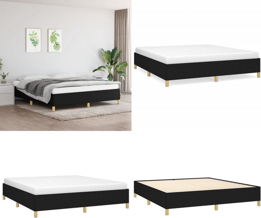 VidaXL Boxspringframe stof zwart 160x200 cm Boxspringframe Boxspringframes Bed Ledikant