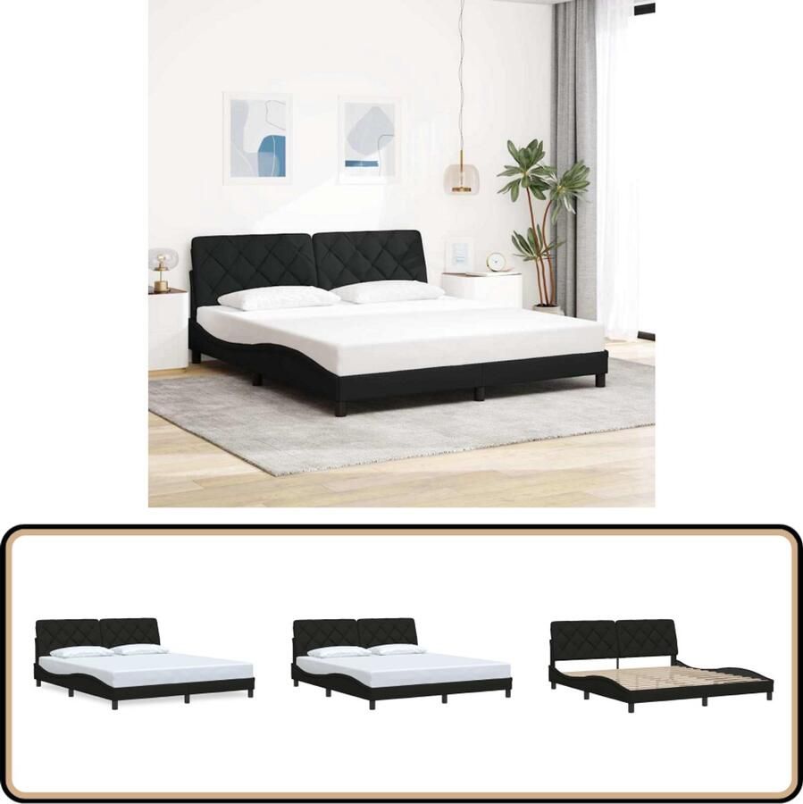 VidaXL Bedframe zonder matras stof zwart 180x200 cm - Foto 2