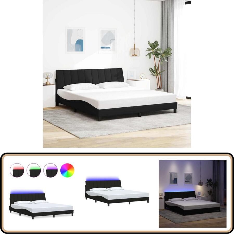 VidaXL Bedframe zonder matras stof zwart 180x200 cm - Foto 3