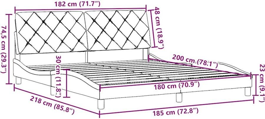 VidaXL Bedframe zonder matras stof zwart 180x200 cm - Foto 5