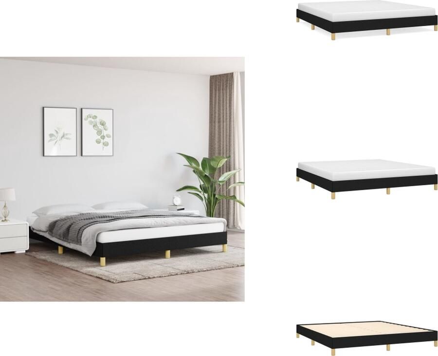 VidaXL Boxspringframe Zwart 203x180x25 cm Duurzaam materiaal Ondersteunende poten Multiplex lattenbodem Montagehandleiding inbegrepen Geschikt voor matras 180x200 cm Bed - Foto 2