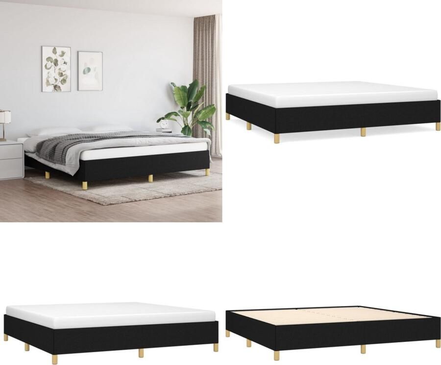 VidaXL Boxspringframe stof zwart 200x200 cm Boxspringframe Boxspringframes Bed Ledikant