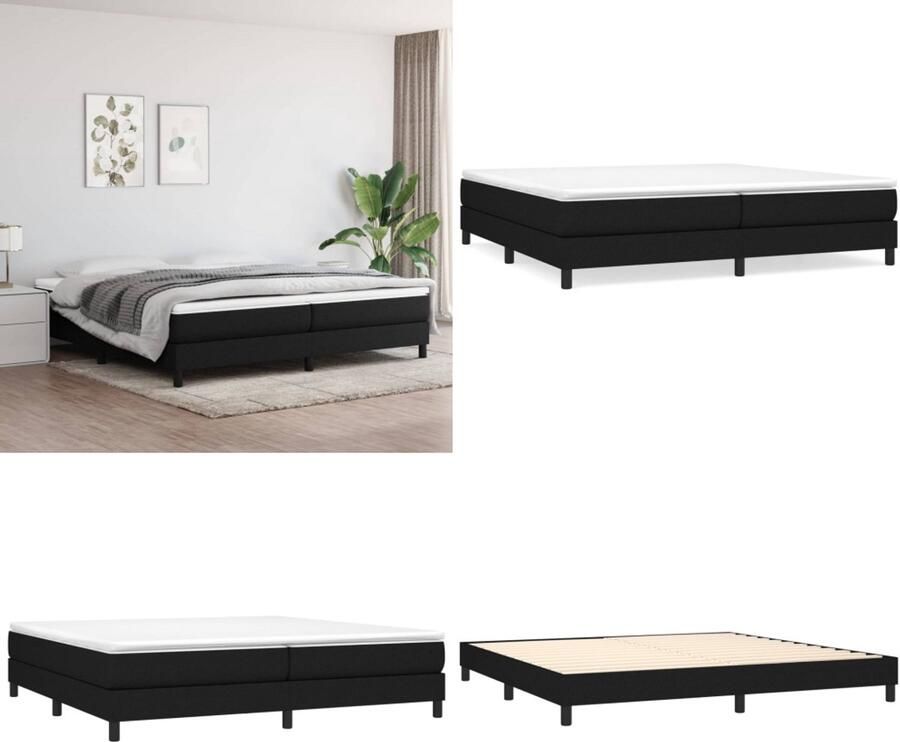 VidaXL Boxspringframe stof zwart 200x200 cm Boxspringframe Boxspringframes Bed Ledikant - Foto 2