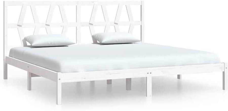 VidaXL Bedframe zonder matras wit massief hout 200x200 cm