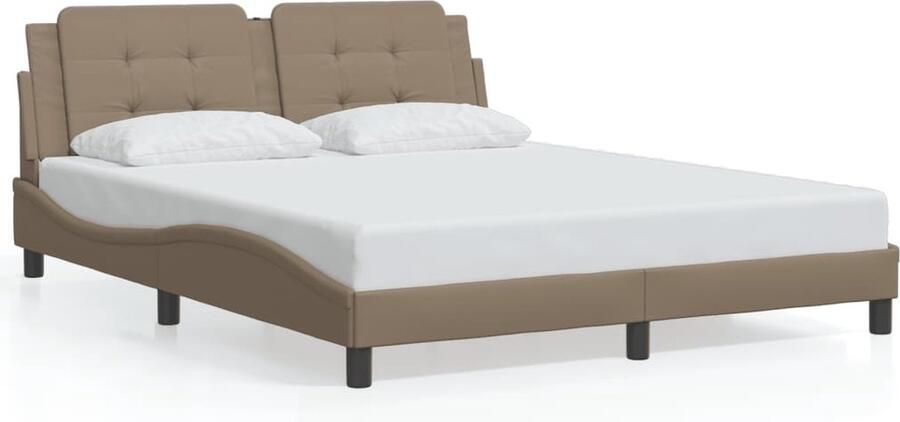 VidaXL Bedframe zonder matras Zadar kunstleer cappuccinokleurig 160x200 cm