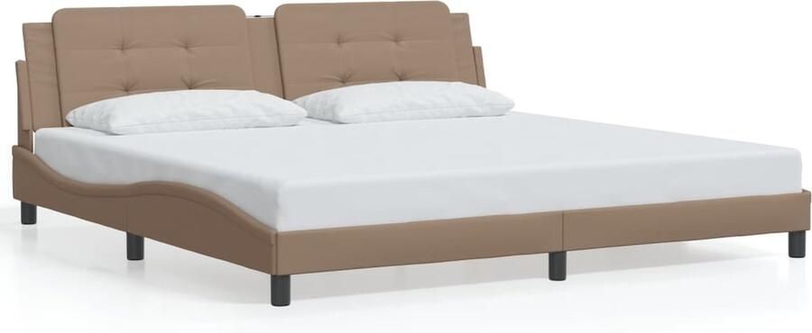 VidaXL Bedframe zonder matras Zadar kunstleer cappuccinokleurig 200x200 cm