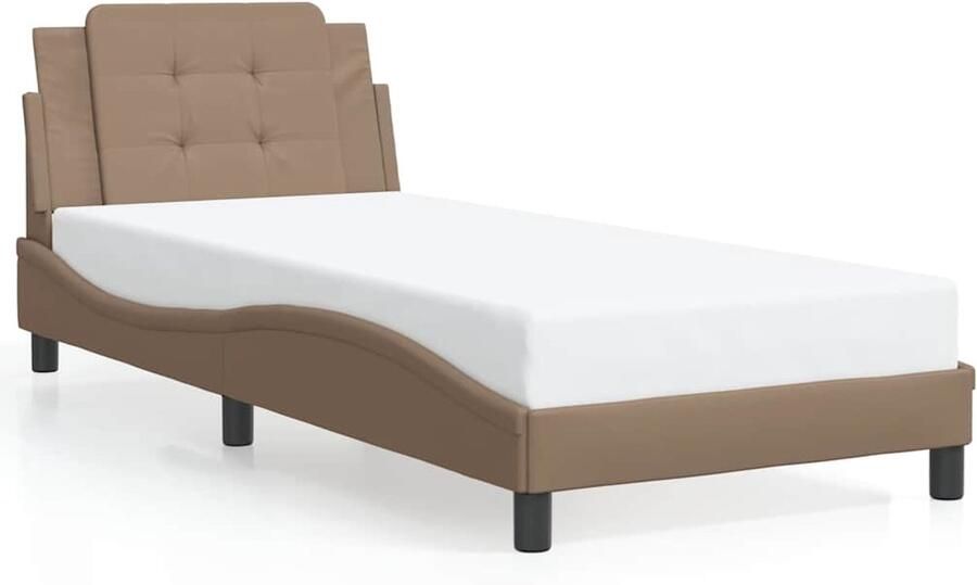 VidaXL Bedframe zonder matras Zadar kunstleer cappucinnokleurig 80x200 cm - Foto 2