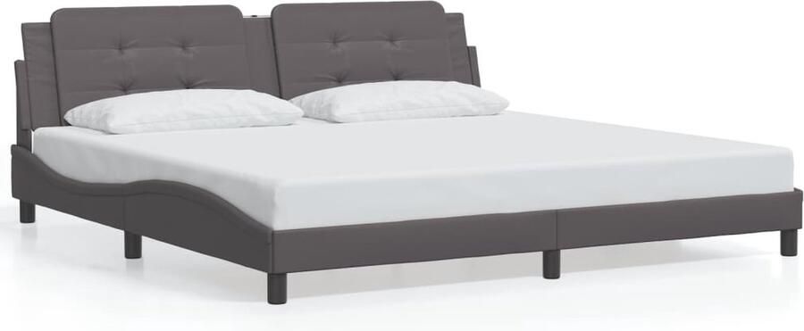 VidaXL Bedframe zonder matras Zadar kunstleer grijs 200x200 cm - Foto 6