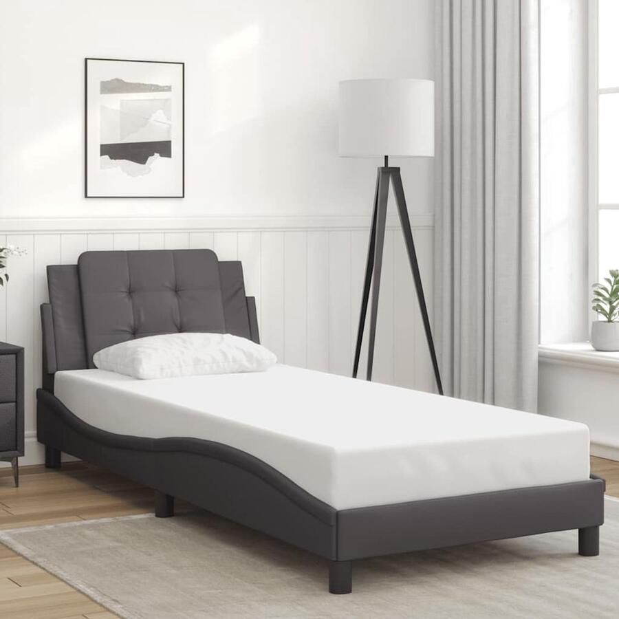 VidaXL Bedframe zonder matras Zadar kunstleer grijs 90x190 cm - Foto 2