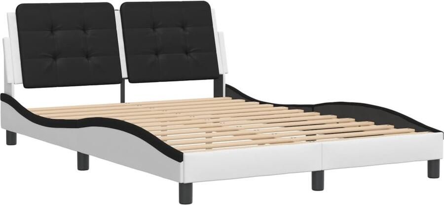 VidaXL Bedframe Viana zonder matras kunstleer wit en zwart 140x190 cm - Foto 10