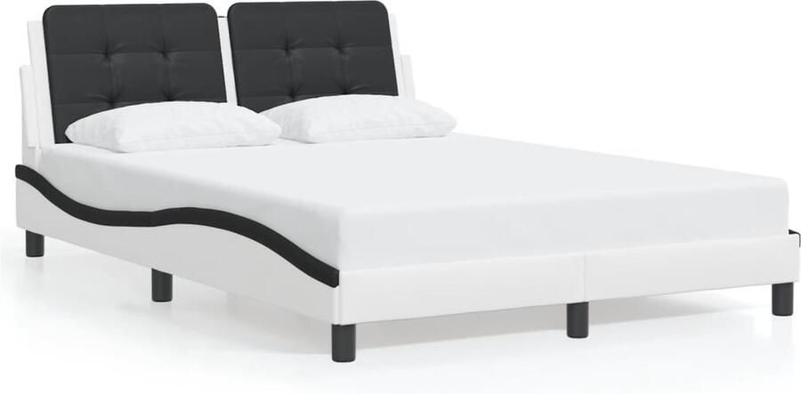 VidaXL Bedframe zonder matras Zadar kunstleer zwart en wit 120x200 cm