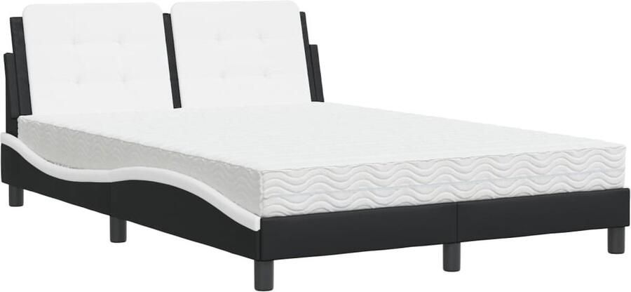 VidaXL Bedframe zonder matras Zadar kunstleer zwart en wit 140x190 cm