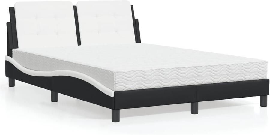 VidaXL Bedframe zonder matras Zadar kunstleer zwart en wit 140x190 cm - Foto 2
