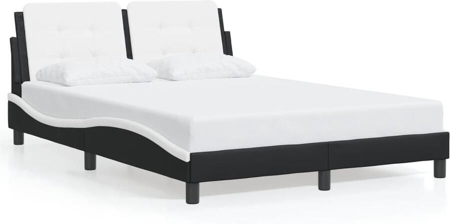 VidaXL Bedframe zonder matras Zadar kunstleer zwart en wit 140x200 cm