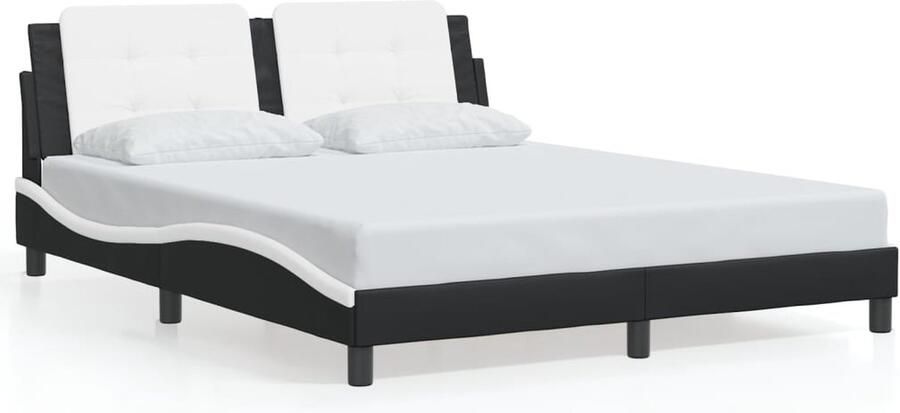 VidaXL Bedframe zonder matras Zadar kunstleer zwart en wit 160x200 cm