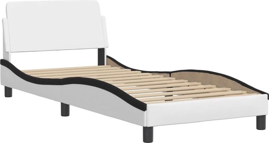 VidaXL Bedframe zonder matras Zadar kunstleer zwart en wit 80x200 cm - Foto 2
