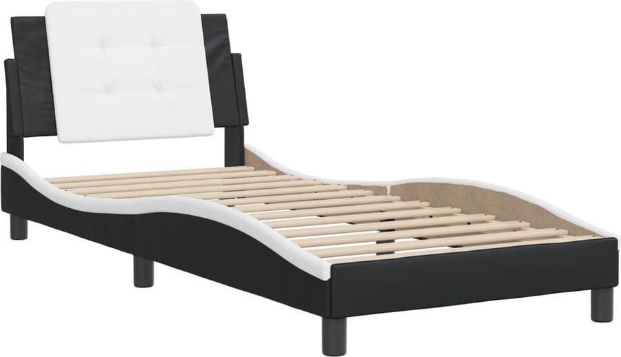 VidaXL Bedframe zonder matras Zadar kunstleer zwart en wit 90x190 cm
