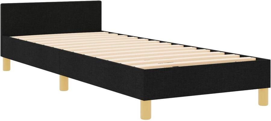 VidaXL Bed Frame zonder Matras Donkergrijs 120x190 cm Stof Set van 2 Zwart - Foto 3