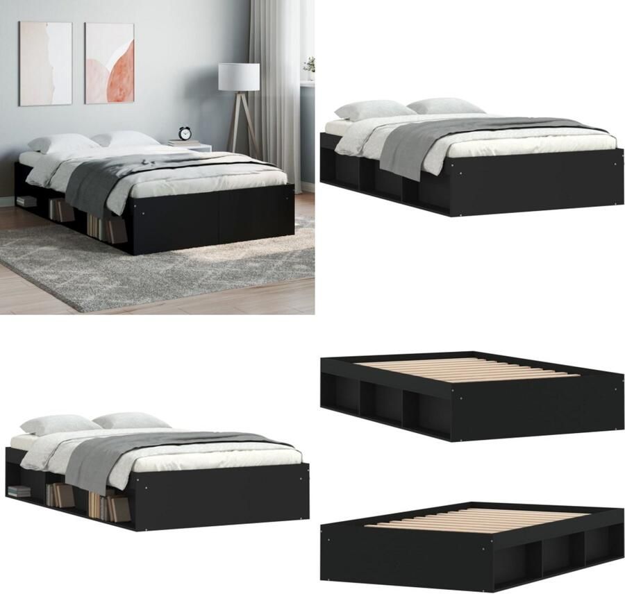 VidaXL Bedframe zwart 120x190 cm Bedframe Bed Bedbodem